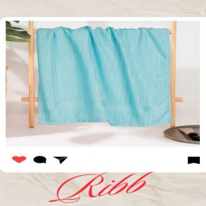 Plush Turquoise Ribbed Texture Bath Towel