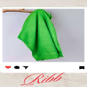 Soft and Absorbent Ribbed Green Bath Towel