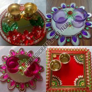 Stainless Steel Pearl Decorative Pooja Thali