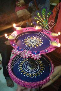 Stainless Steel Pearl Decorative Pooja Thali