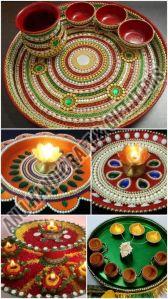 Stainless Steel Pearl Decorative Pooja Thali