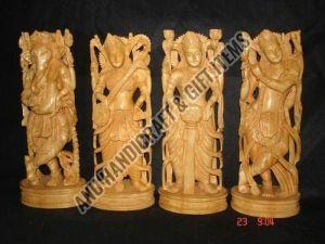Wooden Carved Hindu Gods Statue
