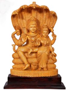Wooden Shiv Parvati Statue