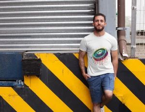 Cotton Neon Drip Speed Disc Graphic Mens Printed T-Shirt