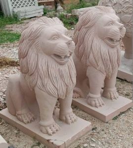 3 Feet Sandstone Lion Statue