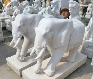 30 Inch Sandstone Carved Sculpture Elephant