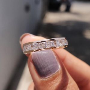 1.86 CT Princess Brilliant Mossonite Diamond Ring