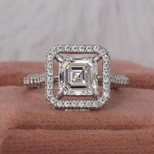 Asscher Brilliant Mossonite Diamond Ring