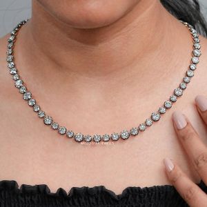 oec round moissonite diamond necklace