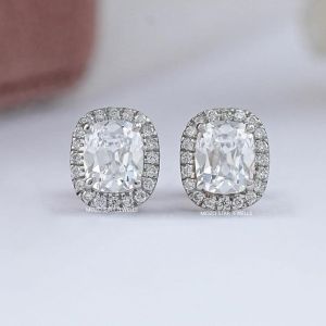 Old Mine Cushion Moissonite Diamond Earrings