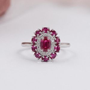Oval Cut Ruby Gemstone Diamond Ring