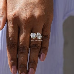 Pear and Round Cut Moissanite Ring