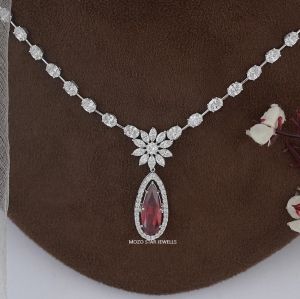 Pear Cut Moissonite Diamond Necklaces