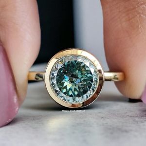 Round Portuguese Cut Moissanite Ring