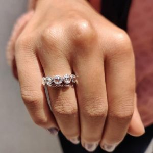 Round Rose Cut Moissanite Diamond Ring