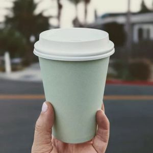 10oz Premium Plain Paper Cups with Lids