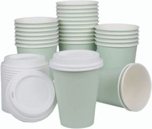 10oz Premium Plain Paper Cups with Lids