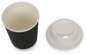 7oz Black Ripple Wall Paper Cups with Lids