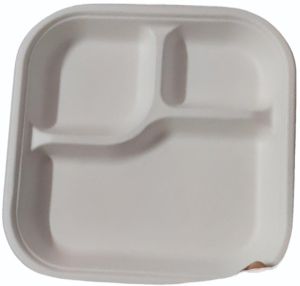 Sugarcane Bagasse Square Compartment Plate