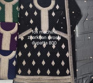 Black Embroidered Ladies Jarkan Siroski Suit With Dupatta