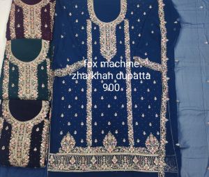 Ladies Multicolor Fox Machine Jarkan Suit with Dupatta