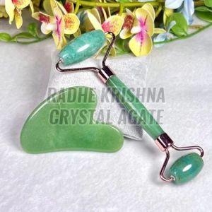 Green Aventurine Crystal Gua Sha Face Massage Roller