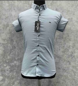 Men\'s Light Grey Plain Full Sleeve Shirt