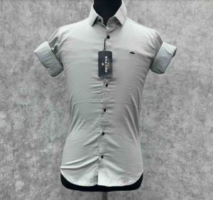 Men\'s Solid Grey Casual Full Sleeve Shirt