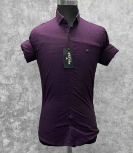 Purple Mens Cotton Regular Fit Shirt