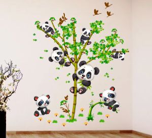 Cute Panda Climbing PVC Wall Sticker