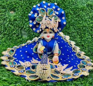 Silk Laddu Gopal Fancy Poshak With Pagdi