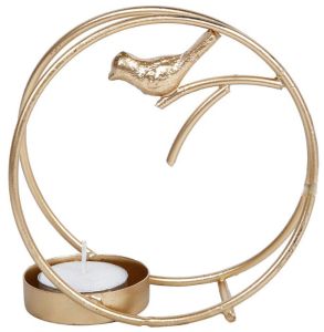 Golden Iron Bird Tealight Candle Holder
