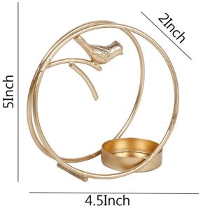 Golden Iron Bird Tealight Candle Holder