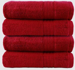 Red Cotton Soft Absorbent Bathroom Towel