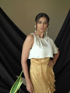 Golden Elegance Poly Satin Dress