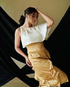 Golden Elegance Poly Satin Dress