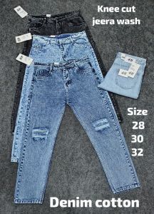 Unisex Knee Cut Denim Jeans