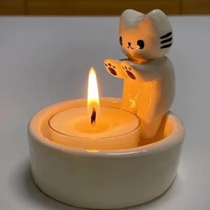 Katori Cat Diwali Ceramic Candle Holder