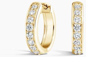 1Ct Round Cut Lab Diamond Hoop Earring 14K Yellow Gold Vs Clarity E Color