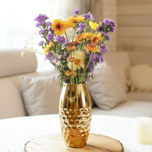 VA10072 Textured Golden Flower Vase