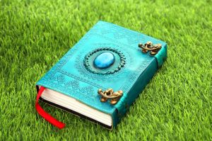 Handmade Leather Journal With Center Stone - 2 Lock