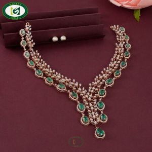 Ladies Green Stone Elegant Victorian Necklace Set