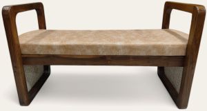 Green Cushion Carved Armrest Bench