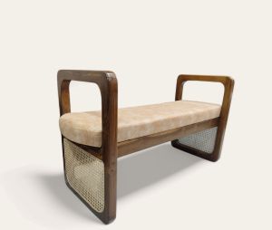 Green Cushion Carved Armrest Bench