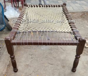 White Rope Woven Wooden Charpai