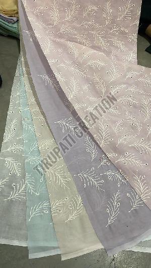 Boring Embroidery Work Mulmul Cotton Fabric
