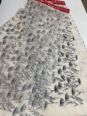 Boring Embroidery Work Mulmul Cotton Fabric