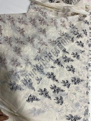 Boring Embroidery Work Mulmul Cotton Fabric