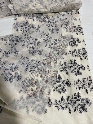 Boring Embroidery Work Mulmul Cotton Fabric
