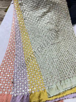 Embroidery &AMP; Mirror Work Kanchipuram Dyed Fabric